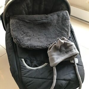 Cozy Gray Baby Stroller Footmuff and Hat Set